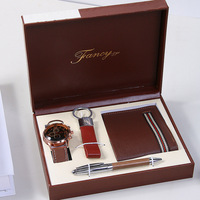 Jam Tangan Quartz Pria Mewah Personalisasi Tren 2026 + Dompet + Gantungan Kunci - Hadiah Hari Valentine & Natal untuk Bisnis
