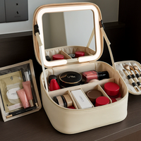 Sac de toilette de voyage personnalisé de petite taille, fabricants de cosmétiques, sac de maquillage personnel avec miroir LED, sac de maquillage LED