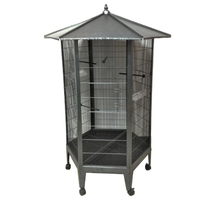 Grande cage à oiseaux hexagonale en fer forgé pour l'extérieur personnalisée, motif solide, maison pour animaux de compagnie, perroquet, canari, volière, boîte pour animaux volants