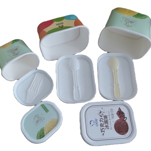 200ml 300ml 450ml Kem sữa chua <span class=keywords><strong>Container</strong></span> hình bầu dục kem với nắp - Product Image 1