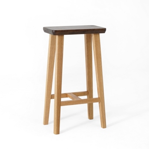 Tabouret de bar minimaliste moderne en bois massif YJ, double hauteur, repose-pieds, usage domestique, chêne rouge, noyer noir, modèle YJ005 - Product Image 6