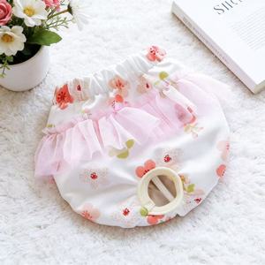 Pantalones Menstruales para Perros, Diseño a Cuadros Rosa con Falda de Encaje, Protección Contra Fugas para Perros Pequeños - Product Image 3
