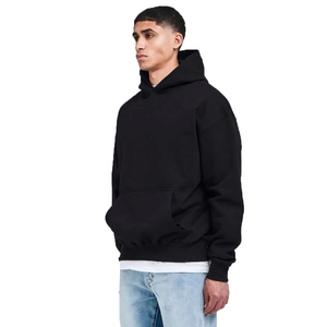 Felpa con cappuccio in bianco di alta qualità da 500gsm con stampa personalizzata Oversize da uomo <span class=keywords><strong>Pullover</strong></span> semplice con cappuccio ricamato - Product Image 3