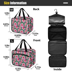 Hawaii Hau Design Pink Flower <b>Large</b> Capacity Custom Travel Women <b>Toiletry</b> <b>Bag</b> Waterproof Hanging Cosmetic Makeup <b>Bag</b> With Hook - Product Image 3