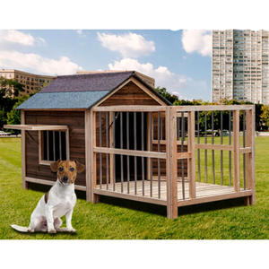 Jaula para perros, muebles, casa para perros de alambre de madera de doble puerta con cama para mascotas - Product Image 3