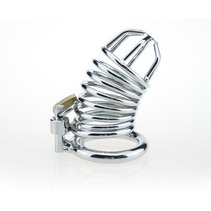 Heetverkopende mannelijke SM roestvrijstalen cock cage metalen mannelijke kuisheidsapparaat metalen <span class=keywords><strong>penis</strong></span> cock ring cage bondage seksspeeltjes voor mannen - Product Image 6