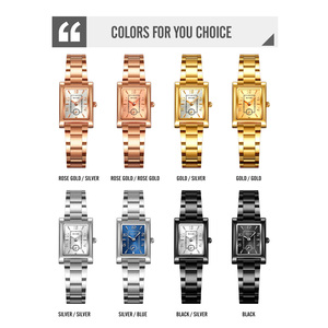 Montre à quartz carrée pour femme SKMEI, bracelet en acier inoxydable, affichage analogique, élégante et tendance - Product Image 3
