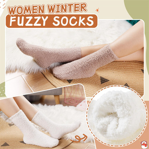 Solid Custom Grip <strong>Socks</strong> Unisex Home Floor Women <strong>Socks</strong> Soft Plush <strong>Fuzzy</strong> <strong>Socks</strong> - Product Image 3
