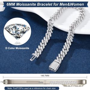 Cadena Cubana de Moissanita, Collar Cubano Miami, Chapado en Oro de 18k, Plata de Ley, Cadena de Moissanita con Incrustaciones de Diamantes - Product Image 2
