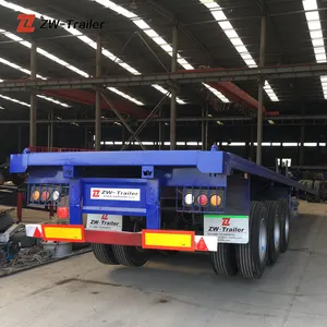 Zw nhóm 40 ft-60 ft 3 trục phẳng bán Trailer Container vận chuyển giường phẳng bán Trailer cho Tanzania