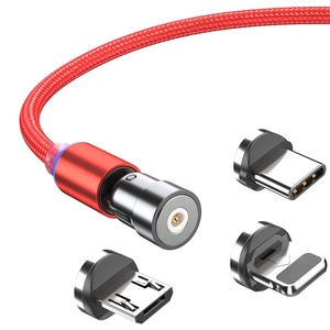 2m Nylon Tresse Fil Micro 8pin USBC Flexible 540 Rotatif <span class=keywords><strong>Double</strong></span> Rotation Interface Magnétique Fort Câble Avec Indicateur LED - Product Image 6
