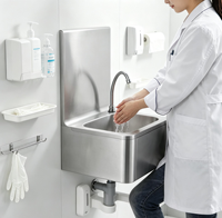 Krankenhaus-Waschbecken mit Berührungsloser Bedienung, Wandmontiertes Edelstahl-Handwaschbecken für Küche und Bad