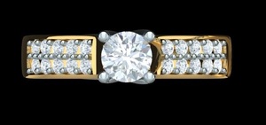 Bague classique pour femme en argent sterling plaqué or et rhodium, avec double rangée de diamants de laboratoire sertis clos, style cathédrale, idéale comme cadeau - Product Image 2
