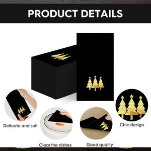 Papier noir feuille d'or arbres <span class=keywords><strong>de</strong></span> noël déjeuner dîner serviettes d'invité décoratives <span class=keywords><strong>en</strong></span> papier jetables - Product Image 6