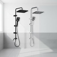 Ensemble colonne de douche carrée polie avec robinet de salle de bain à eau froide et système de robinetterie pour baignoire, pommeau de douche effet pluie