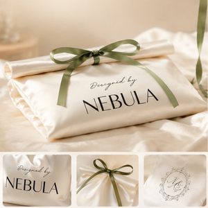 Bolsa de satén de lujo con logo personalizado de Unipack para extensiones de cabello, cosméticos o regalos. - Product Image 6