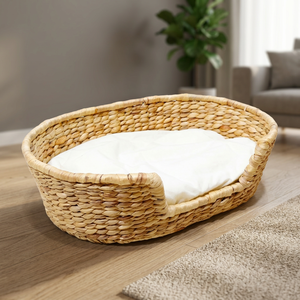 Nouveau Nid d'Éllipse Tendance pour Chatons, en Paille Tressée avec Cadre Métallique, Coussin Lavable et Support pour Chiot, Meuble de Sol - Product Image 4
