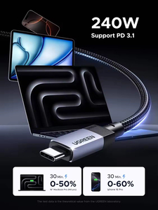 Cable USB C UGREEN de 240 W GEN2 10 Gbps 4K 60 Hz Salida de Video de 60 Hz Cable de Carga Rápida y Transmisión de Datos de 3.3 pies USB3.2 - Product Image 6