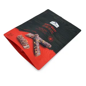 Personalized Low MOQ Large Capacity Spot UV Printing Pull-Tab Zipper Beef Jerky Packaging Pouch With Custom Design