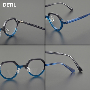 Vendita calda di nuovi <span class=keywords><strong>occhiali</strong></span> <span class=keywords><strong>da</strong></span> <span class=keywords><strong>vista</strong></span> fatti a mano con montatura poligonale in acetato per giovani ragazze Sexy Vintage tinta unita nero blu <span class=keywords><strong>occhiali</strong></span> - Product Image 4