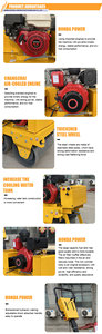 Compactador de rodillo de carretera vibratorio de doble tambor portátil Potente máquina de construcción con bomba y motor de componentes centrales - Product Image 4