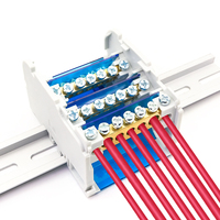 Bloque de terminales aislado modular unipolar WDH 407 para montaje en panel con barra colectora de tornillo, 500V/125A, para riel DIN, de distribución de energía.