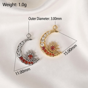 <span class=keywords><strong>Collana</strong></span> da Donna di Alta Gamma per Feste, Serie Luna con Ciondolo in Acciaio Inossidabile e Pietra Adesiva, Preferita per l'Export Transfrontaliero SSZWN 009 - Product Image 5