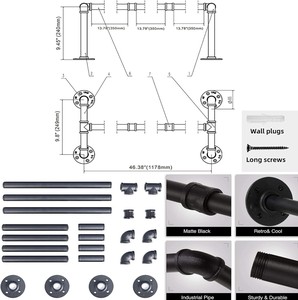 JIN MAI <strong>Clothes</strong> <strong>Rail</strong> <strong>Wall</strong> Mounted Industrial Hose Style <strong>Clothes</strong> <strong>Rail</strong> Space Saving Removable <strong>Clothes</strong> Rack - Product Image 4