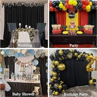 Tirai latar belakang hitam 2 panel 5 kaki x 7 kaki untuk pesta kerut gratis tirai foto hitam dekorasi latar belakang kain HS1539