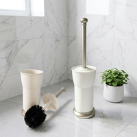 Ensemble de brosse de toilette en plastique de style nordique minimaliste avec poils doux et manche long ; Nettoyage sans angles morts pour la salle de bain