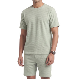Ensemble 2 pièces été homme : T-shirt et short en coton uni, respirant et confortable, col rond - Product Image 1