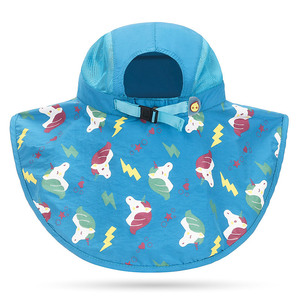 <b>Childrens</b> Sun Protection <b>Bucket</b> <b>Hat</b> Wide Brim UV Protection Breathable For 2-4 Years Outdoor Use Royal Blue Pink Lake Blue Dark - Product Image 4