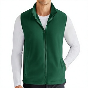 Gilet décontracté pour homme, vert, sans manches, avec fermeture éclair, col montant, léger, pour les voyages en plein air, usage quotidien, gilet de superposition - Product Image 1