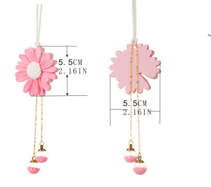 Niedliche kleine Gänseblümchen Auto Innendekoration Gips Duft Gänseblümchen Auto Rückspiegel Anhänger für Auto Dekoration Zubehör - Product Image 5