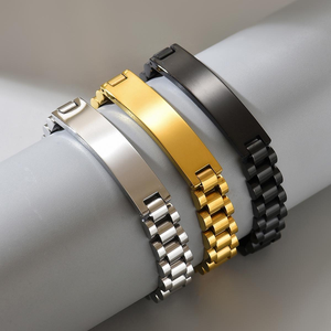 Stainless Steel Link Bracelet Adjustable Chain <b>Bangle</b> Silver Tone Custom <b>Engraving</b> Jewelry for Men Gift - Product Image 4