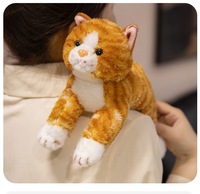 BT Niedliche Simulations-Katzen-Plüschtiere Superweiche Gestrickte Streifenkatzen-Realistische Tiere Kuscheltiere für Jungen und Mädchen als Schlafbegleiter-Kissen für Zuhause