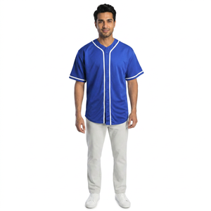 Custom Men's Solid Button Baseball Jersey Plain T Shirt Team Uniform with Sublimated Design - Product Image 1