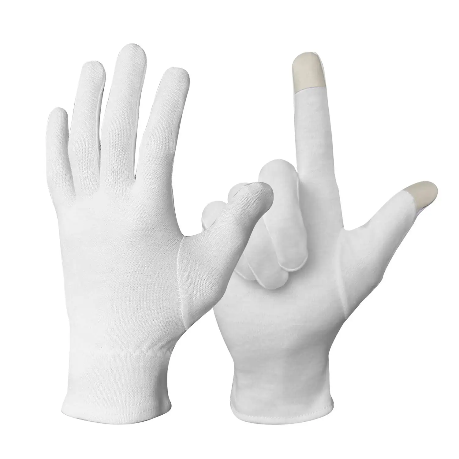 White women men 100% cotton 200g/sqm weight elastic wristband washing Bag Hand mask eczema touch screen moisturizing gloves