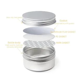 5ml 10ml 20ml 30ml 50ml 60ml 80ml 100ml 150ml 200ml Round Aluminum Cosmetic Tin Container <strong>Metal</strong> Aluminum Jar - Product Image 2