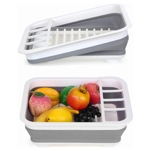 Foldable <b>Dish</b> <b>Rack</b> With Cutlery Holder For Kitchen Tableware Storage Square Shape Telescopic Design - Product Image 5