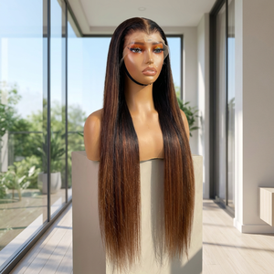 วิกผมแท้แบบเรมี่ บราซิลเลียน ตรง 13x4  พร้อมไรผมที่ถูกรูปทรงมาแล้ว  ไม่ต้องใช้กาว  พร้อมผมเบบี้แฮร์ สีน้ำตาลช็อกโกแลต ยาว - Product Image 1