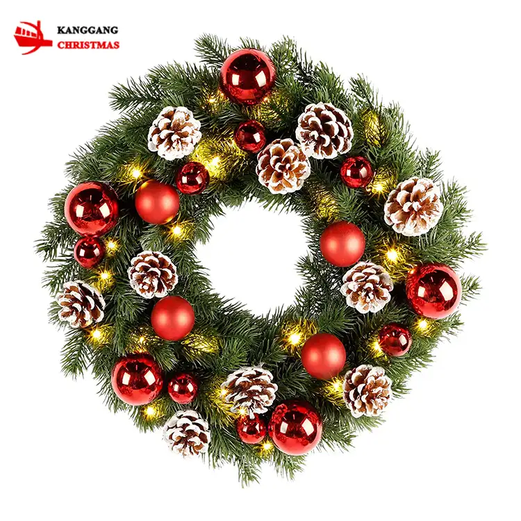 Nieuwe Stijl Custom Groothandel Kerst Decoratie Benodigdheden Pe Materiaal Pine Cone Bal Gloeiende Grote Xmas Kransen