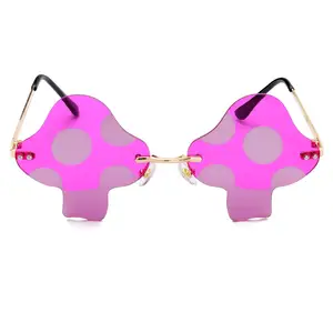 Novedad, gafas de sol con forma de hongo para mujeres y hombres, gafas de sol sin montura Vintage, gafas de sol Retro para fiesta rave, gafas de Halloween - Product Image 4