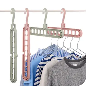 Txl451 Goedkope Plastic Hanger Droogrek Draaibare Jas Kleding Opvouwbare Multi-Layer Hangers Ruimtebesparend 9-Holes Opvouwbare Hanger