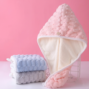 Serviette de séchage pour cheveux en velours corail double couche, super absorbante, séchage rapide, en microfibre, pour femmes - Product Image 1