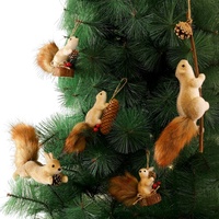 Nouvelle Décoration de Noël en Peluche Écureuil, Pendentif Écureuil Réaliste, Décoration Créative pour Sapin de Noël, Plusieurs Tailles