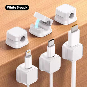 6ピース磁気ケーブルマネージャーセットプラスチックデスクトップ壁掛け携帯電話データ充電オーガナイザーアライメントカードバックルストレージ - Product Image 3