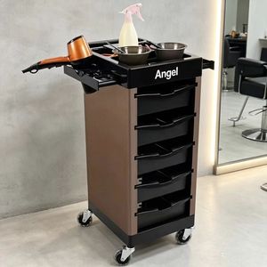 รถเข็นร้านตัดผมสีดำแบบขายส่ง พร้อมล้อเลื่อน รถเข็นร้านเสริมสวย - Product Image 2