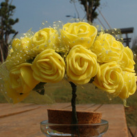 Vente chaude N-0508 Mini PE Mousse Rose Ours Fleurs Têtes 3.5cm Réaliste De Noël et Graduation Décoration Prix De Gros