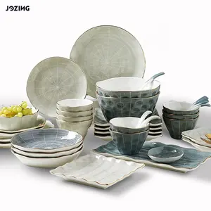 Phnom conjunto de talheres de cerâmica, padrão de mármore penh, tigela, prato de sopa, colher